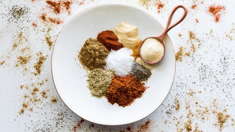 Assorted seasonings in a bowl