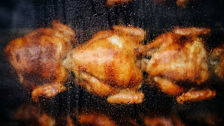 Rotisserie chicken baking