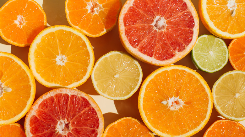 Sliced citrus fruits