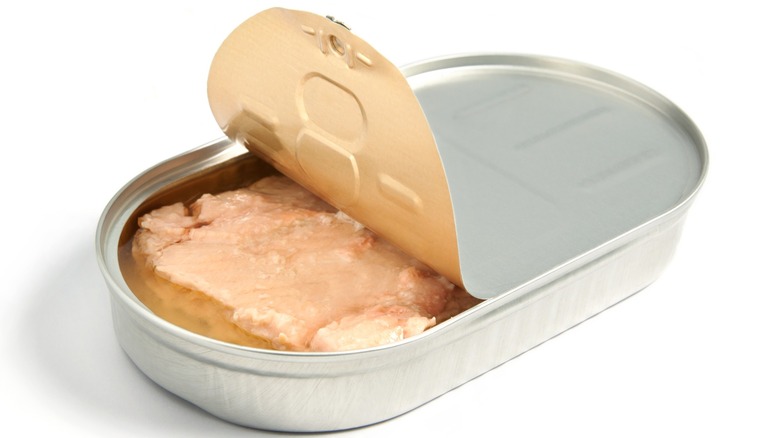 salmon tin half open