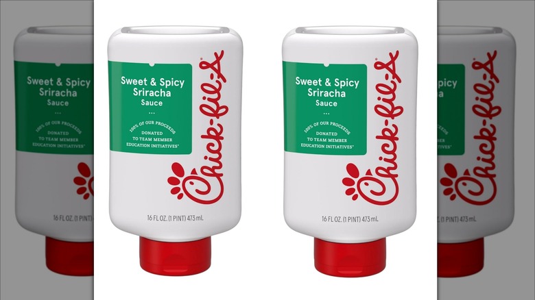 Chick-fil-A sriracha on white backdrop