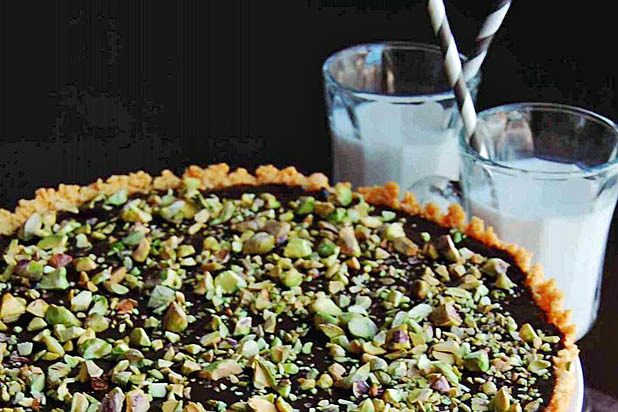 Pistachio-Chocolate Tart with Potato Chip Crust