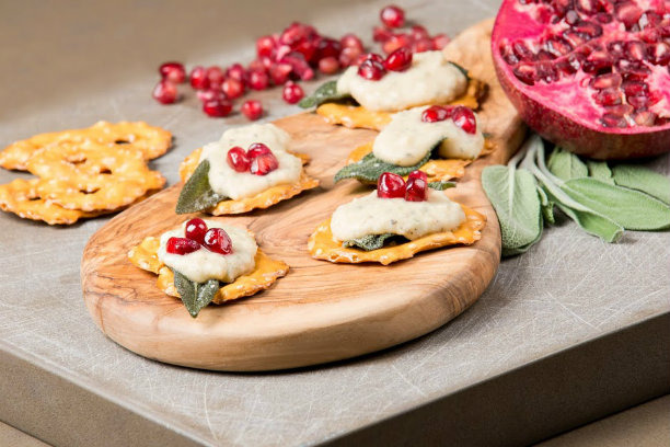 White Bean Spread with Crispy Sage & Pomegranate Seeds