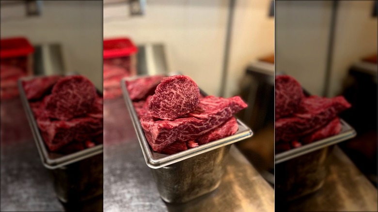 Raw wagyu tri tips