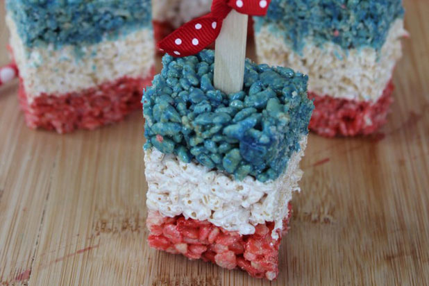 Patriotic Rice Krispy Treat Pops Recipe