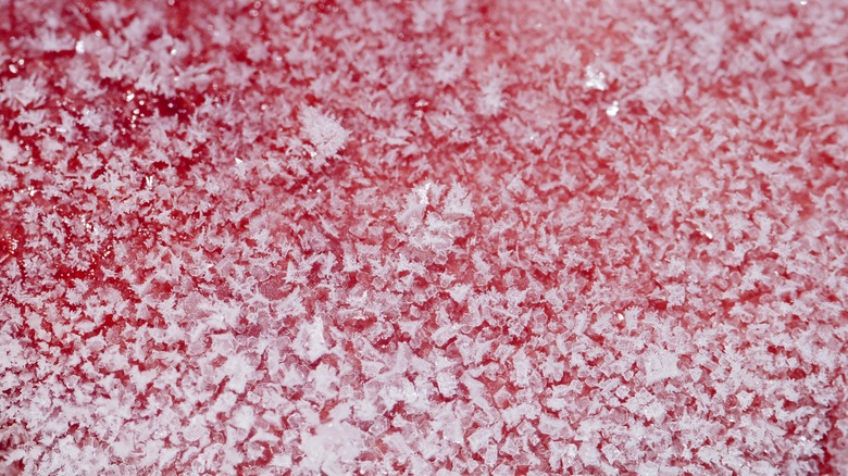 Ice crystals on ground meat