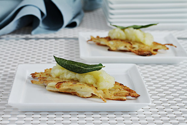 Potato Latkes with Apple Confit and Crispy Sage Recipe