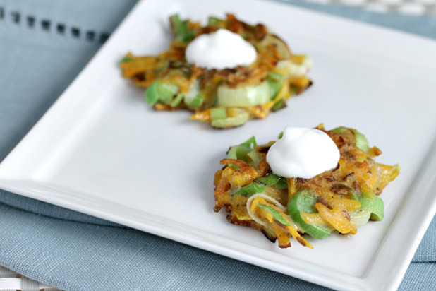 Butternut Squash and Leek Latkes with Pan-Roasted Cumin Recipe