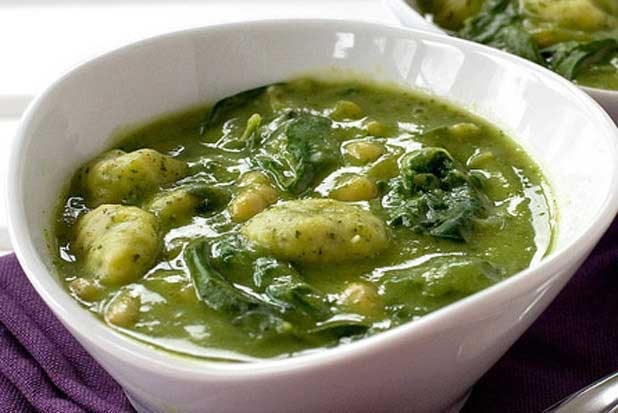 Pesto Soup with Gnocchi, Beans and Greens