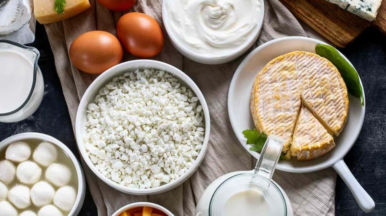 Dairy products on a table