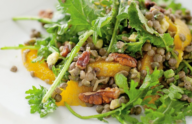 Lentils, Avocado, Oranges, Pecans, and Kale with Ginger Dressing