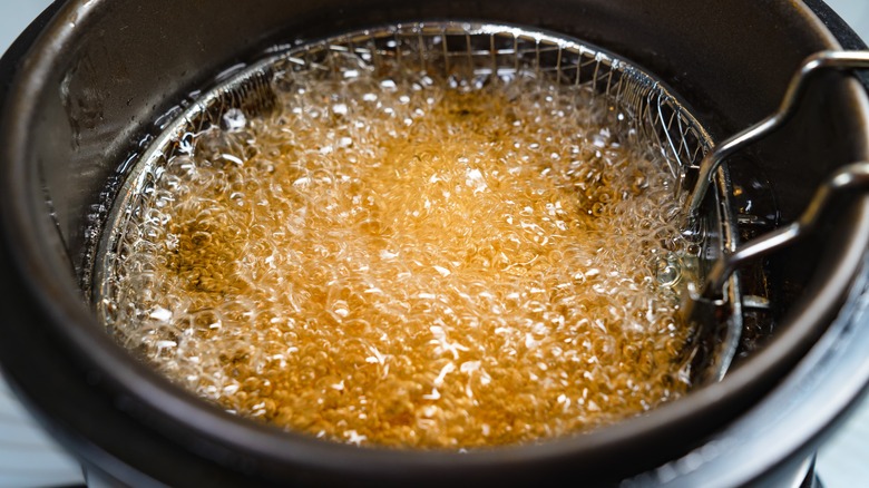 Oil in a deep fryer