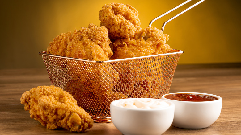 fried chicken in basket 