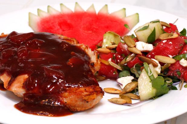 7. Grilled Chicken with Watermelon Barbecue Sauce