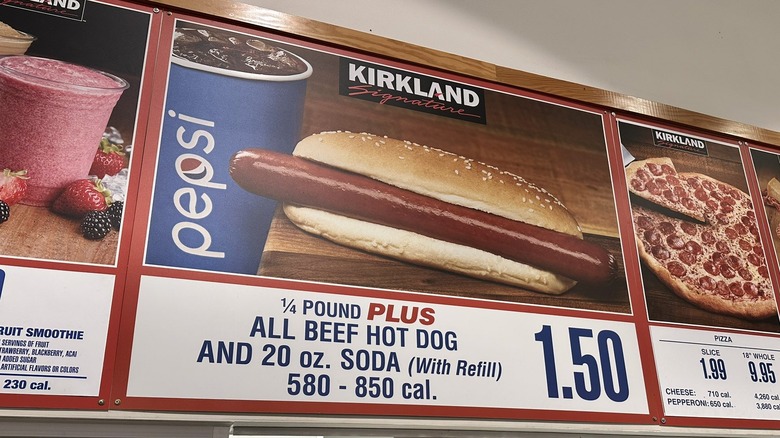 Costco hot dog pictured on food court menu