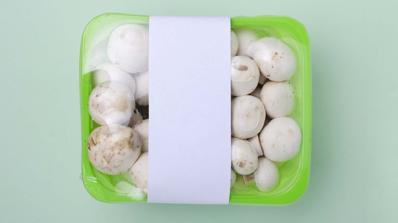 Box of pre-packaged mushrooms