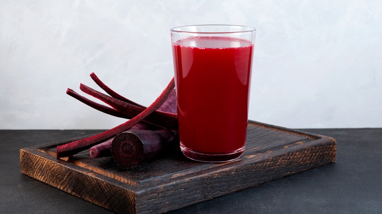 beet juice in glass