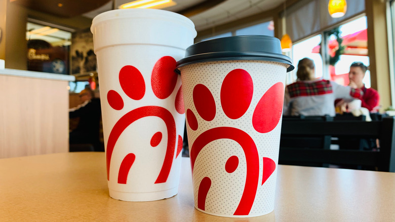 Two Chick-fil-A coffee cups