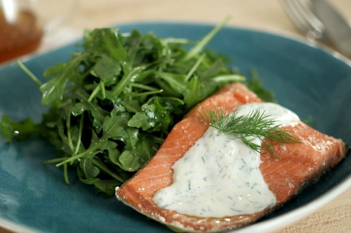 Chilled Poached Salmon Salad with Honey-Yogurt Dressing