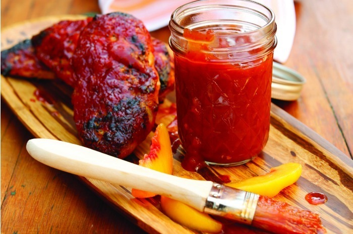 Grilled Chicken with Peach Barbecue Sauce