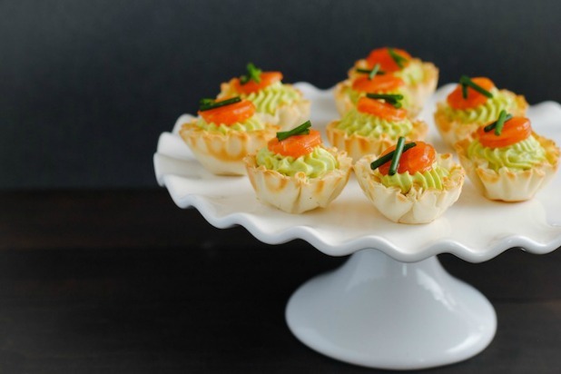 Smoked Salmon and Avocado Mousse Phyllo Cups