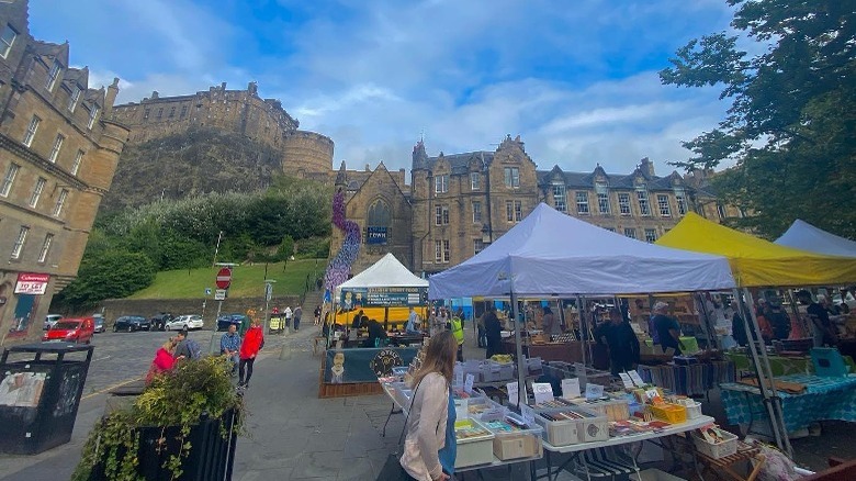 Grassmarket Market stalls and people