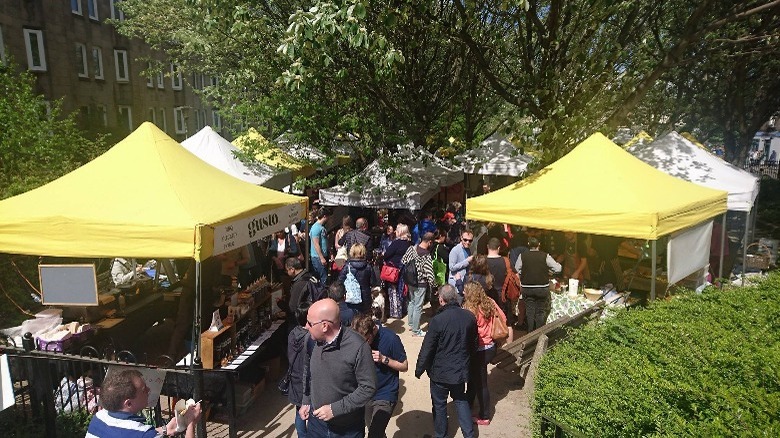 Stockbridge Market tents and people