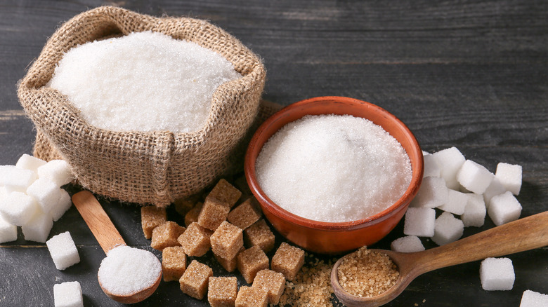 bowls of sugar on table