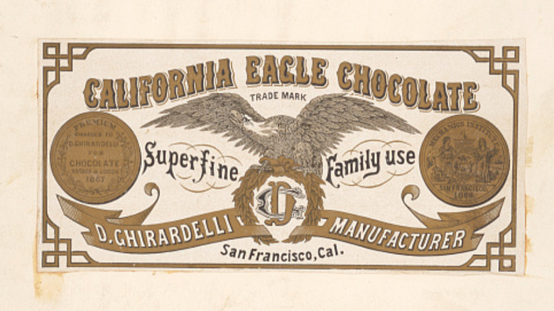 An early trademark of the Ghirardelli chocolate logo