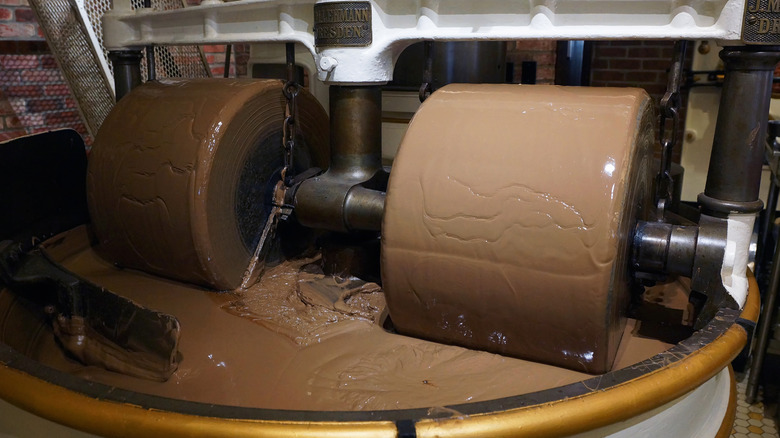 Conching rollers refining Ghirardelli chocolate