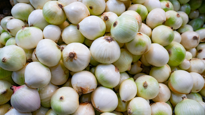 Pile of white onions