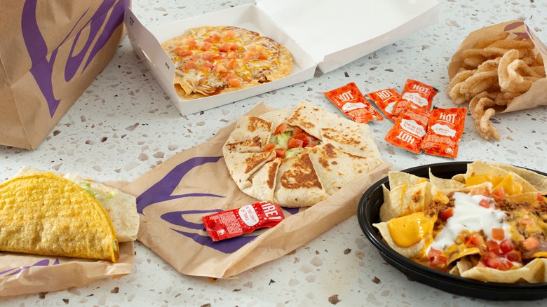 Taco Bell combo meal, including nachos and a Mexican Pizza