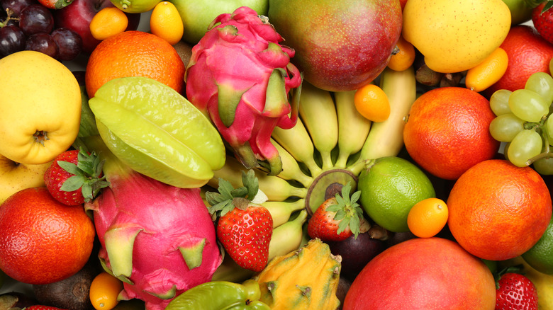 various tropical fruits