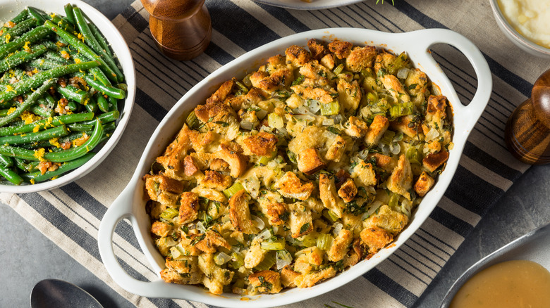 bowl of stuffing on table