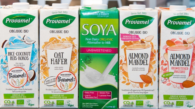 plant-based milks on shelf