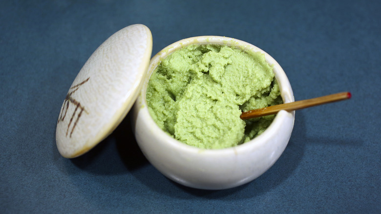 wasabi paste in Japanese ramekin