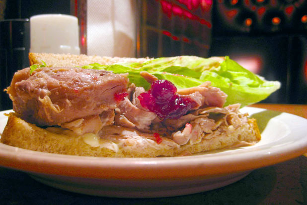 Leftover Turkey Sandwich Topped with Muenster Cheese and Cranberry Sauce Recipe