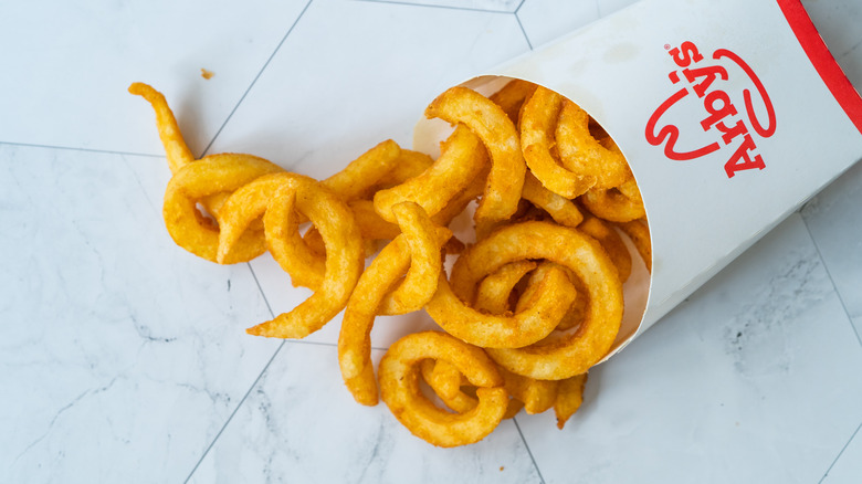 Arby's curly fries in box