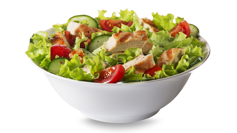 Salad in white bowl