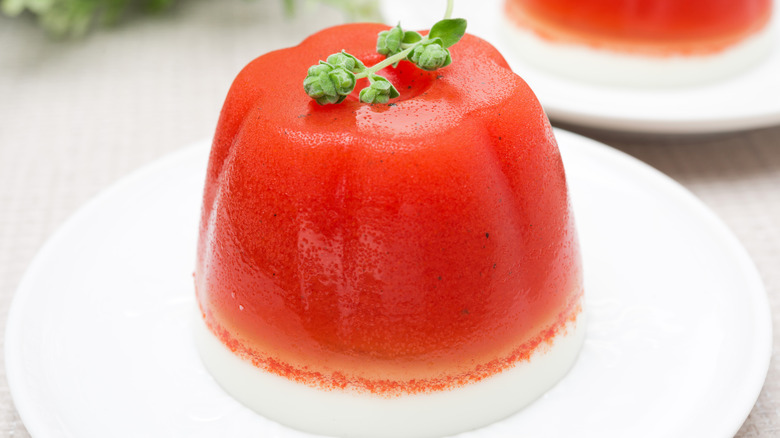 Tomato gelatin on plate