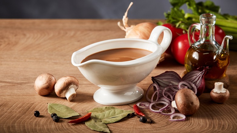 Gravy in a serving bowl