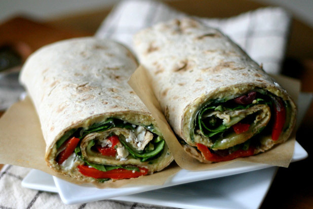 Hummus and Feta Lavash Wraps