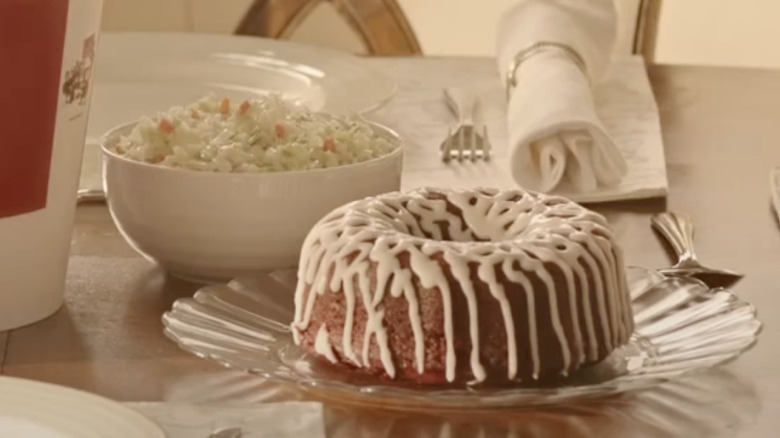 Red velvet cake and coleslaw