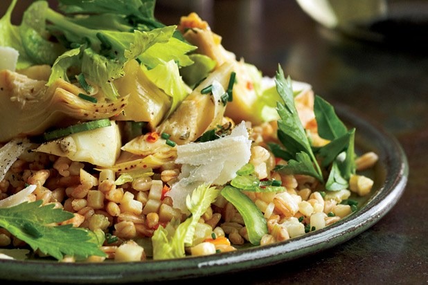 Farro with Artichokes and Herb Salad