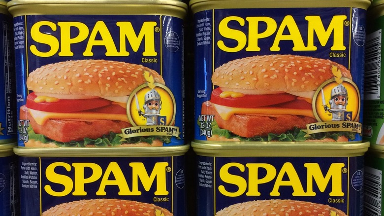 stacked cans of SPAM