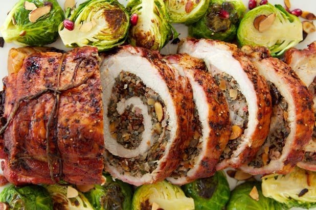 Cherry, Almond, and Wild Rice Stuffed Pork Loin