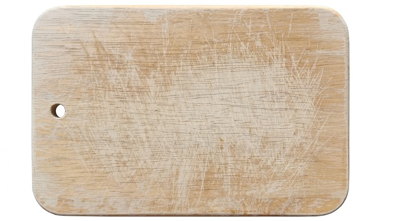 Scratched wooden cutting board