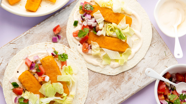 Fish stick tacos on board