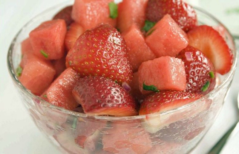 Watermelon and Strawberry Salad with Chile Vinaigrette