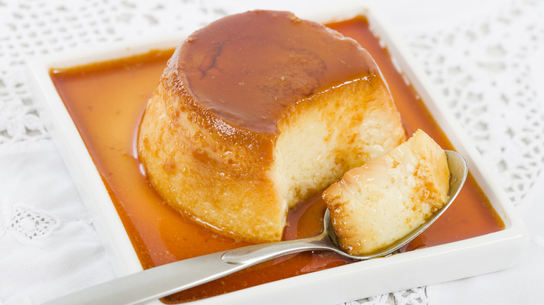 Flan on plate